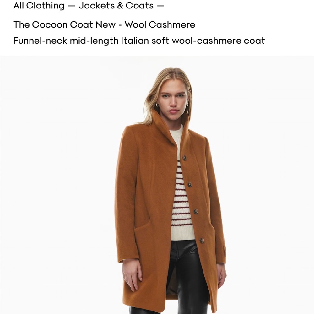 Aritzia Cocoon Wool Cashmere Coat - Cigar